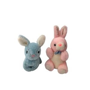 Vintage Hug & Luv Bunny Plush Pair Pink Blue Easter Stuffed Animals‎ 90s Pastel